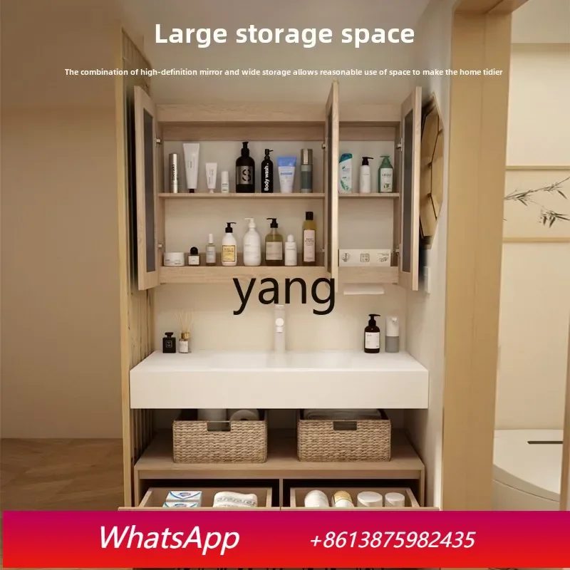 

Комплект мебели для ванной комнаты LH: тумба в стиле легкой роскоши, интегрированная раковина из каменной плиты с горячей гибкой технологией.