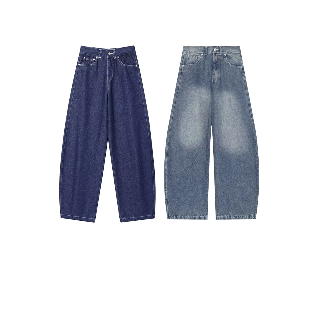 KASLEAD New Women's Fashion Design Washed Denim Knife  Pants High End Personality Loose Fit Natural Waist Polyester Fiber view 5