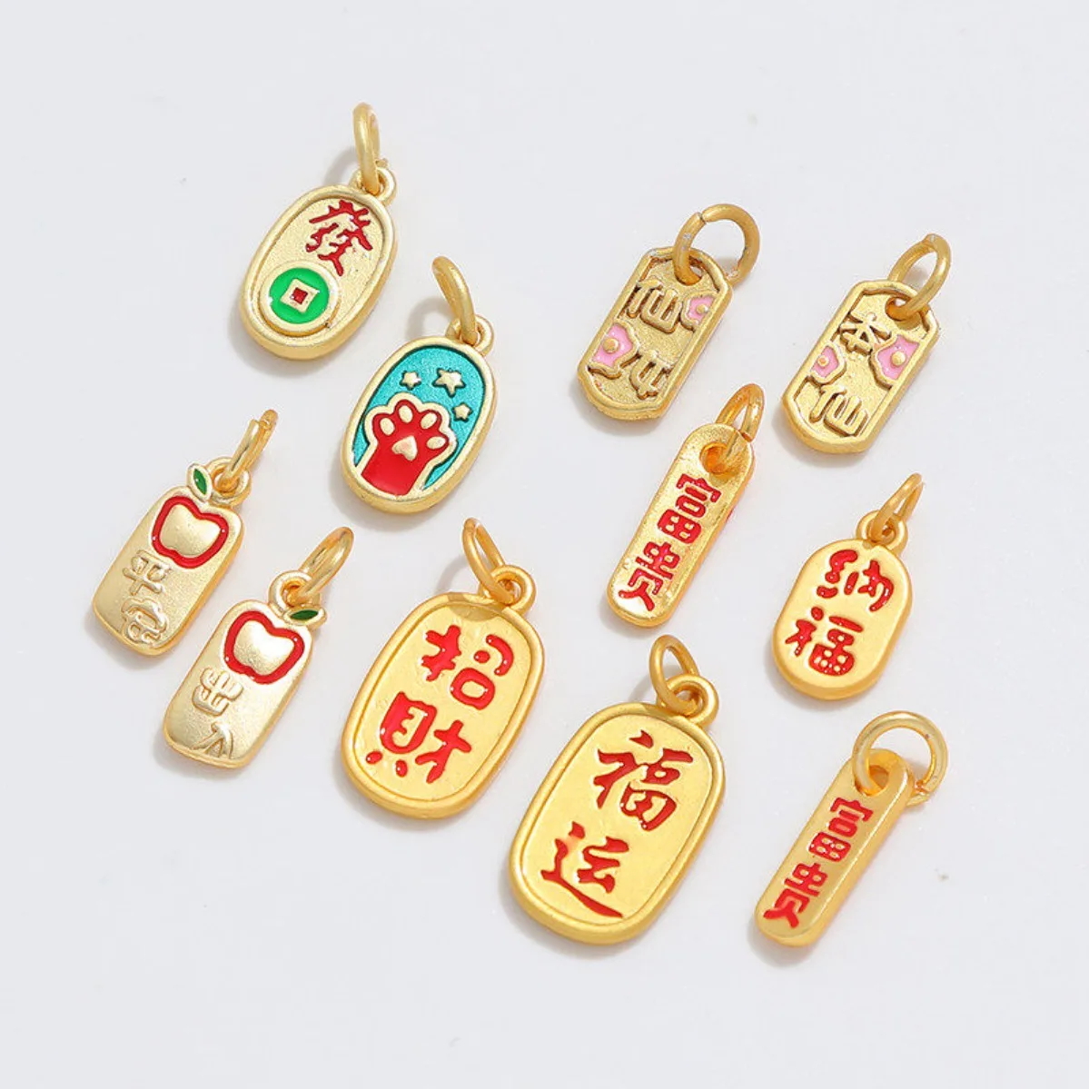Ancient Gold Dripping Oil Blessing Lucky Nafu Brand Charm Pendant DIY Findings for Bracelet Necklace Jewelry Making