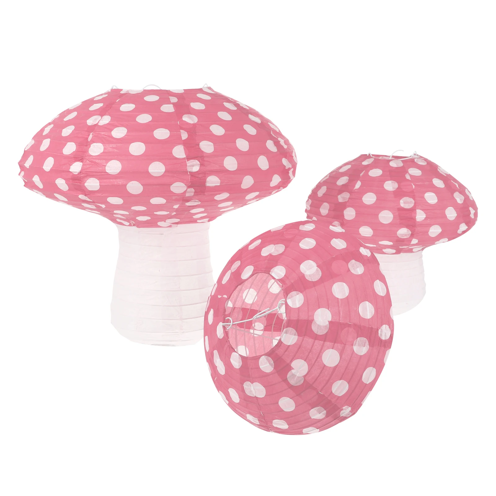 

3pcs Paper Lanterns Mushroom Decor Indoor Outdoor Parties Garden Lawn Courtyard Hanging Tree Window Ceiling Festive