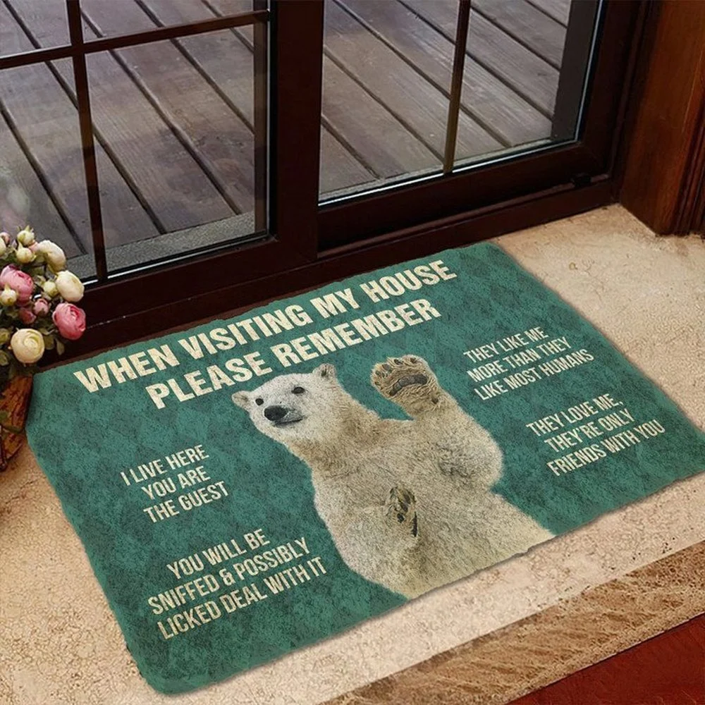 Animal Doormats 3D Graphic Please Remember Pigs House Rule Indoor Doormat for Aisle Bedroom Toilet Non-slip Kitchen Mats