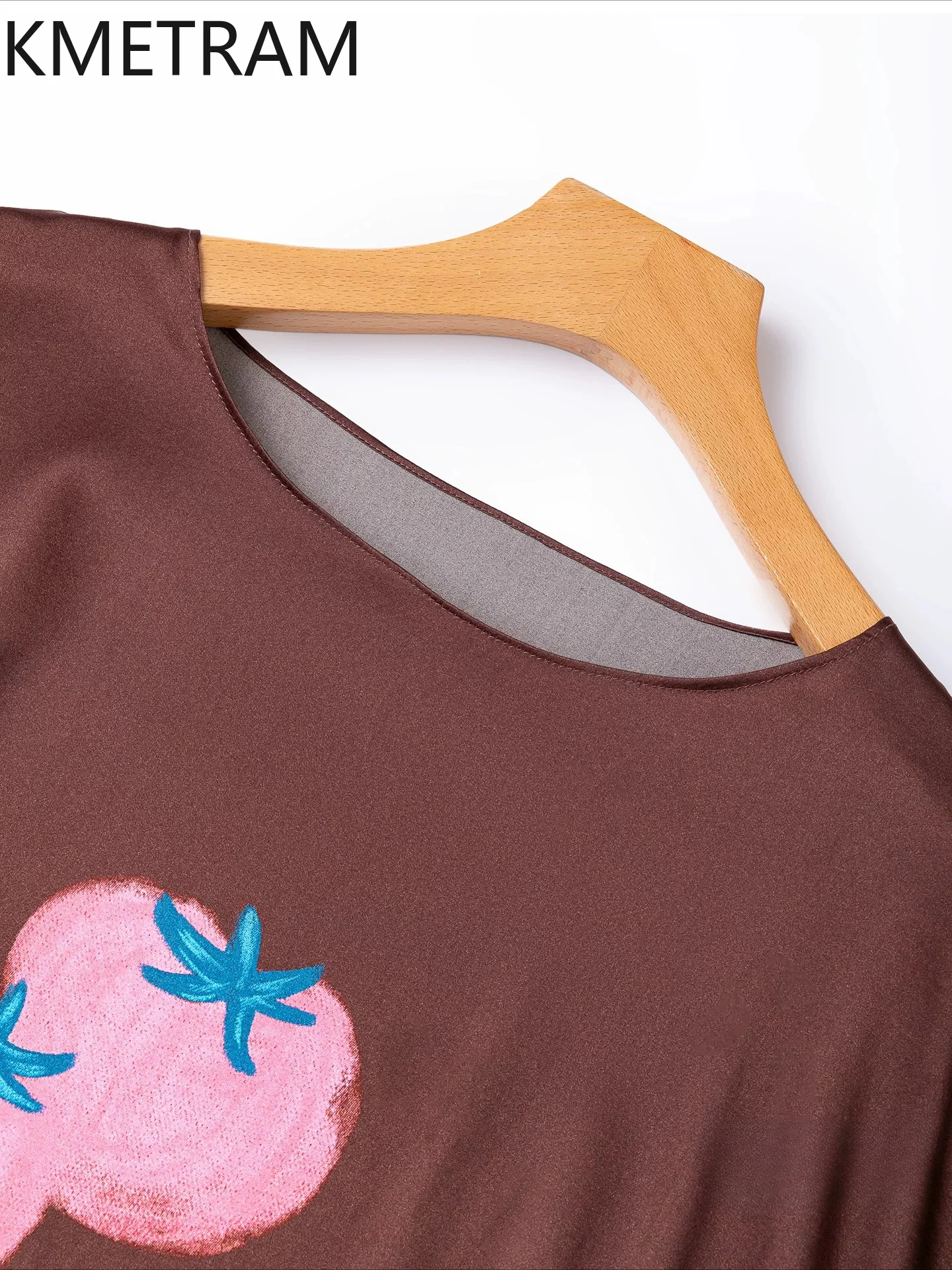 KMETRAM 20MM 93% Natural Mulberry Silk Women T Shirts O-Neck Printed T Shirt Casual Loose Summer Tops for Woman Clothing 2026 반팔
