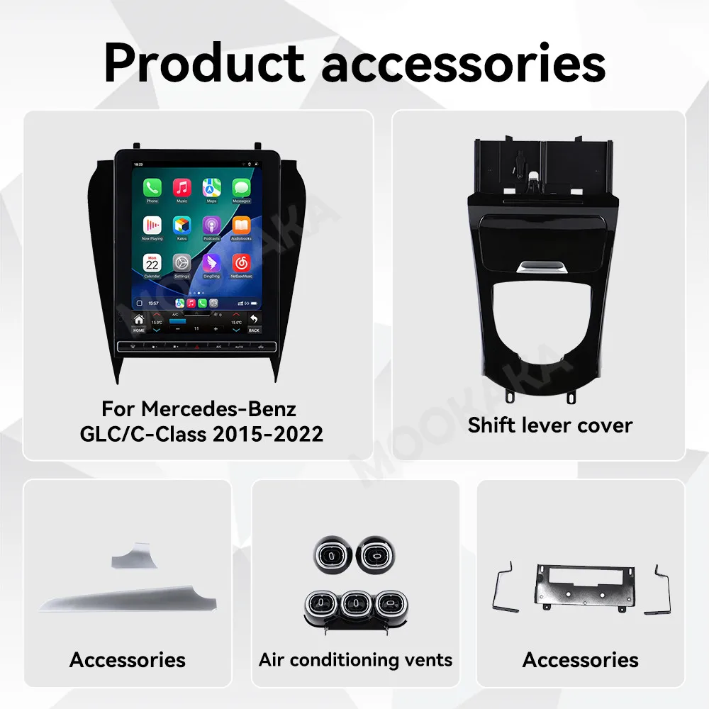 Вертикальный экран для Mercedes Benz C Class W205 GLC X253 2015-2022 NTG5 5.5 6.0 Автомобильный GPS-навигатор Мультимедийный плеер Android 15