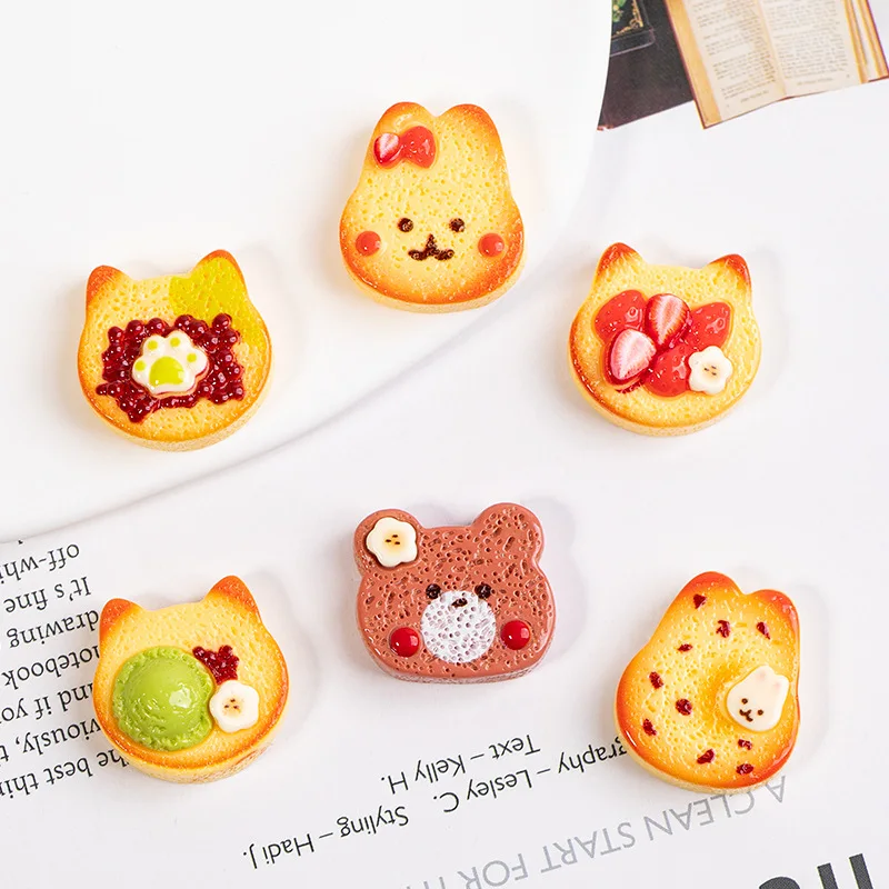 20pcs Random Cute Animal Bread Resin Charms - Flat Back DIY Craft Supplies for Hair Accessories, Phone Cases & Shoe Decor