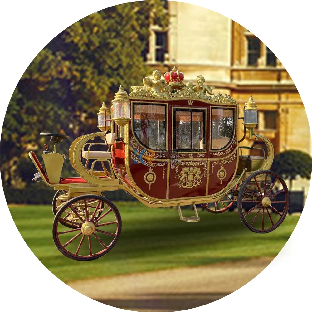 Premium Vintage European Horse Drawn Customizable Royal Carriage Elegant Tourism Attraction Royal Carriage For Parade Ceremony