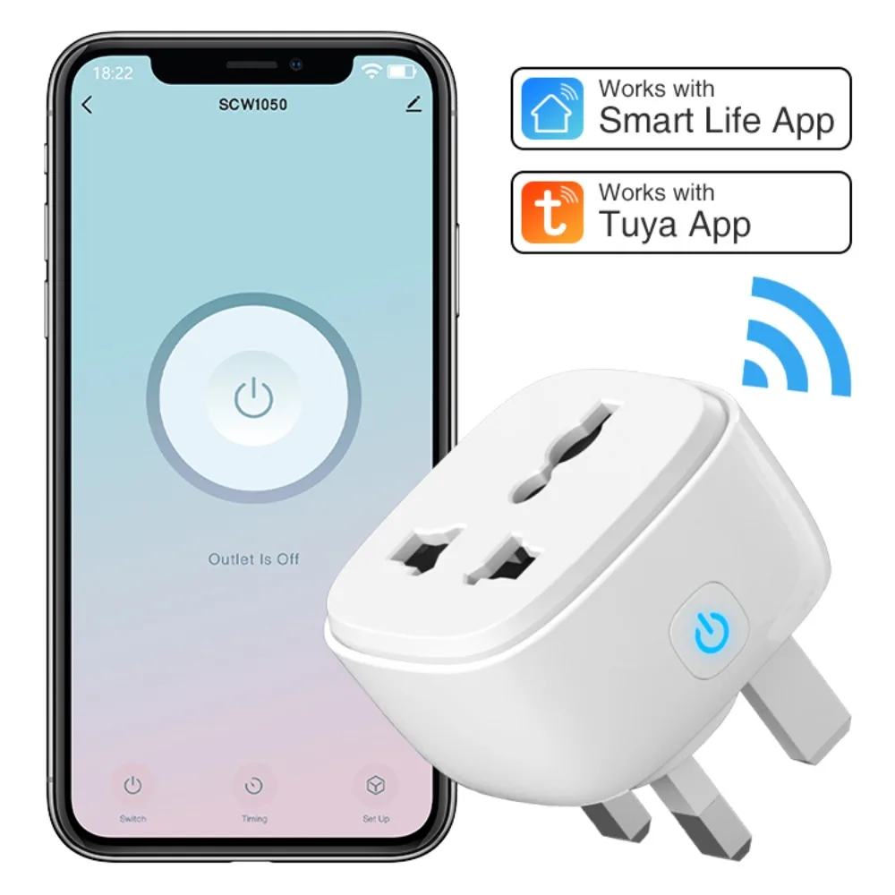 Smart SCW1050 In Stock 10A EU/ UK/ US Alexa Google Home Tuya Smart Power Strip Socket Remote Control Mini Wifi Smart Plug