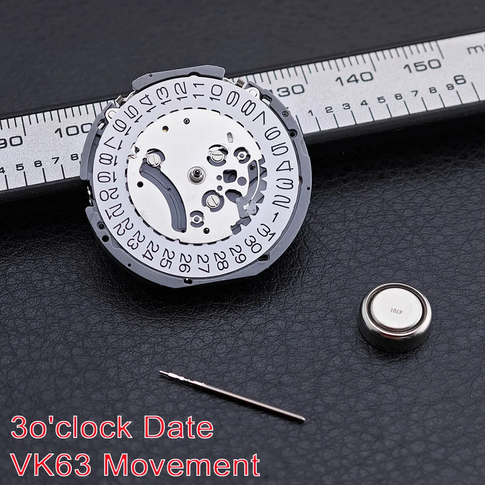 VK63A VK63 VK64A VK64 حركة كوارتز أبيض/أسود عجلة التاريخ ذاتية الملء دقة عالية مع باتي 3/6 ساعة تقويم واحد