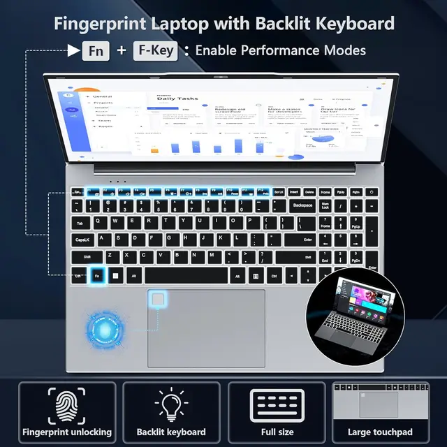 15.6 Inch Laptop Windows 11 i9 Notebook Intel Core i9-10980HK/9900 Fingerprint Unlock 16GB RAM 1TB 2TB SSD Office Gaming Laptops 3