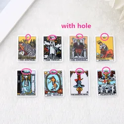 Tarot Cards The Fool Acrylic Charms Double Sides Epoxy Devil Tower Justice Charm Pendant DIY Jewelry Crafts Accessories 6PCS