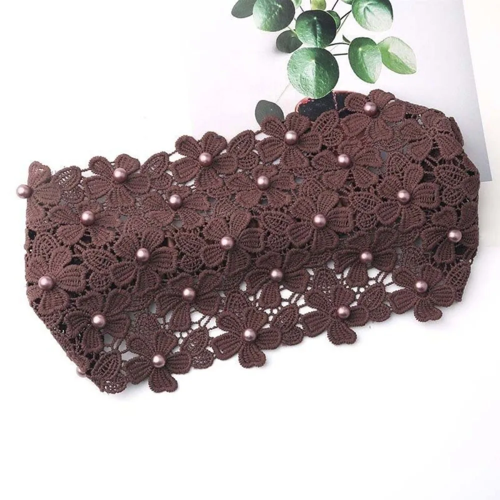 

Elegant Floral Lace Pearl Headband Non-slip Hollow Wide Hair Bands Elastic Bohemian Style Hair Hoop Hair Accessories