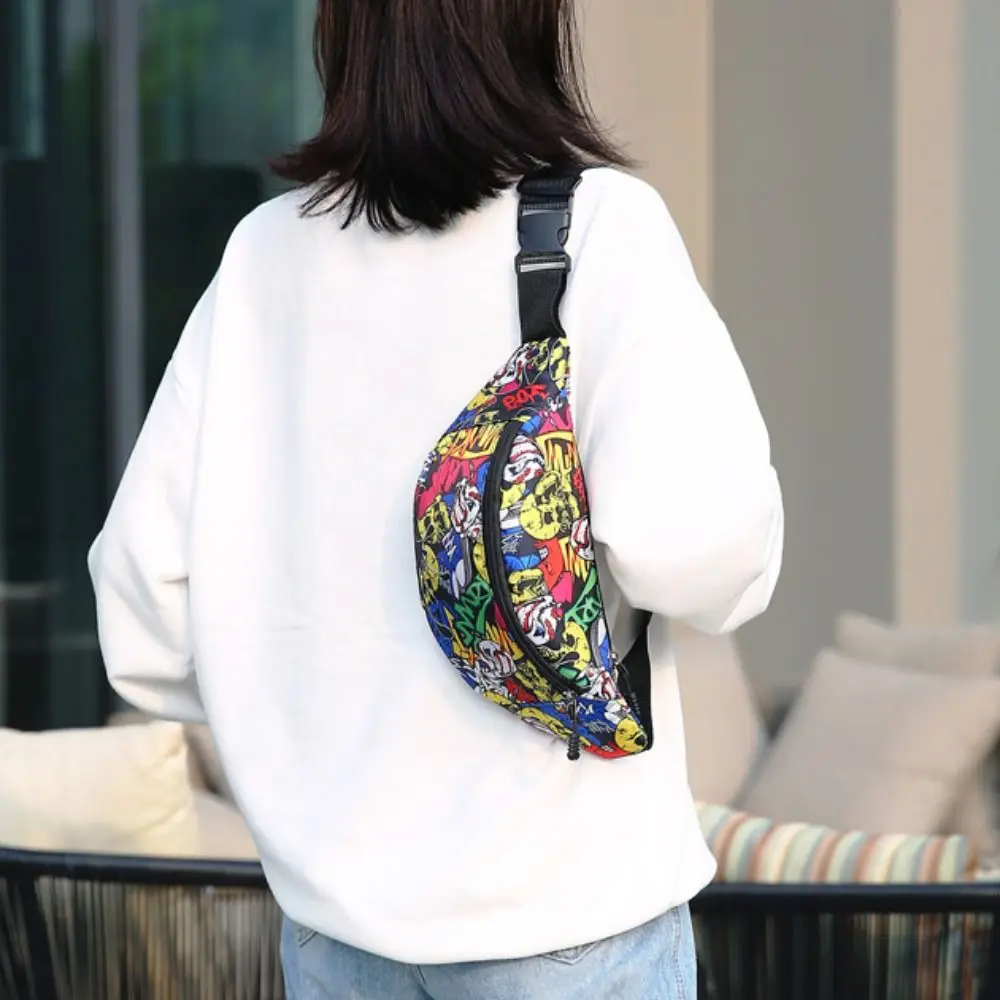 Riñonera de nailon con estampado de flores, bolso de cintura portátil, impermeable, gran capacidad