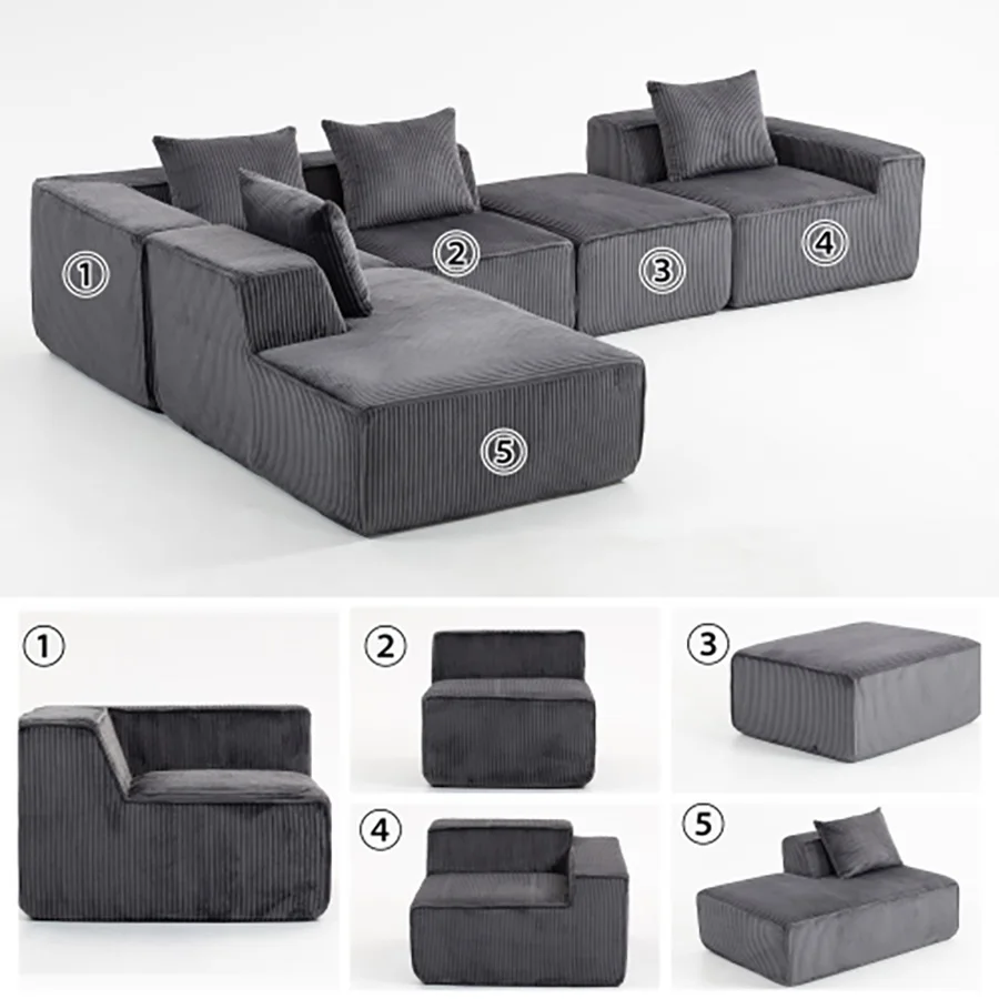 Sectional boneless Couch with L-Shape Chaise,Modern Modular sleeper Sofa with Deep Seat, Upholstered Couches for Room image 6