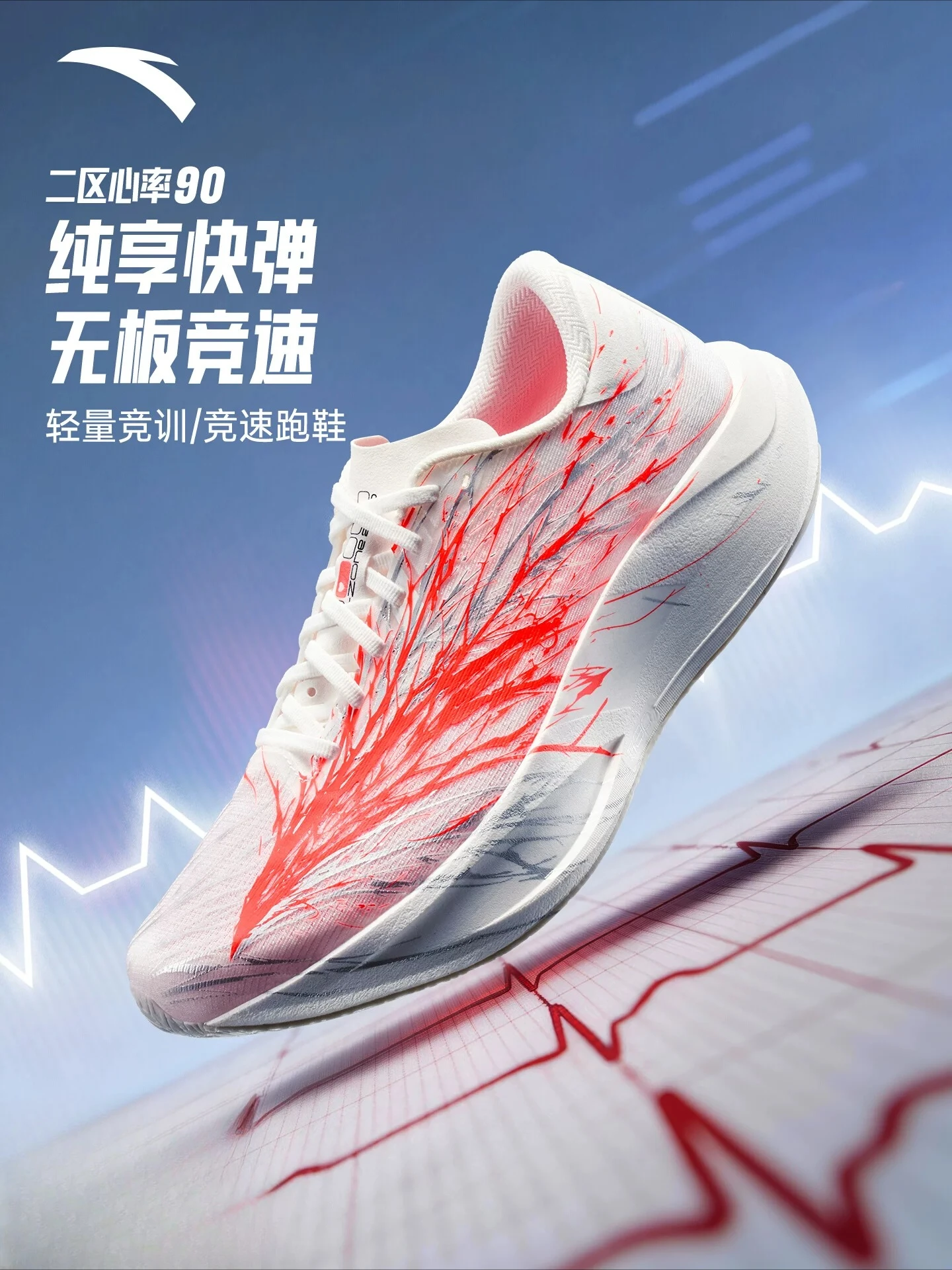ANTA Zone 2 Heart Rate 90 Heartbeats | Lightweight Boardless Running Shoes for Men and Women in Summer Racing Competitions
