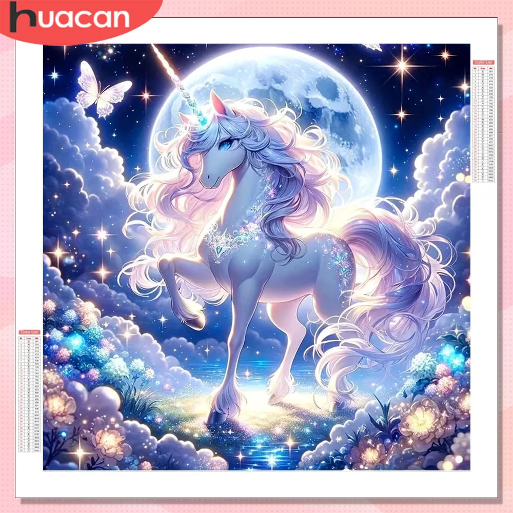 HUACAN Diamantmalerei Pferd Tier Mosaik Diamantmosaik Neuheiten 2026 Mond Tier Raum Heim Wandkunst Dekoration
