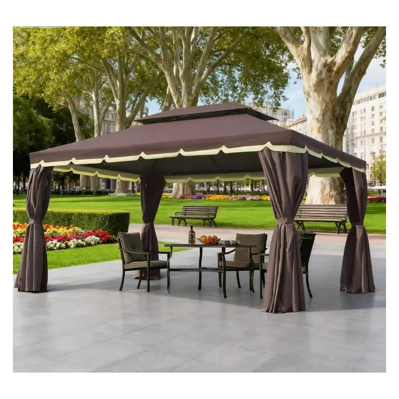 

Aluminum Frame Double Roof Outdoor Patio Canopy Gazebo Shelter