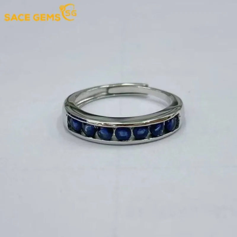 

SACE GEMS модные роскошные кольца из стерлингового серебра 925 пробы с натуральным сапфиром 3 мм для женщин, изящные ювелирные изделия для свадьбы, помолвки и вечеринки