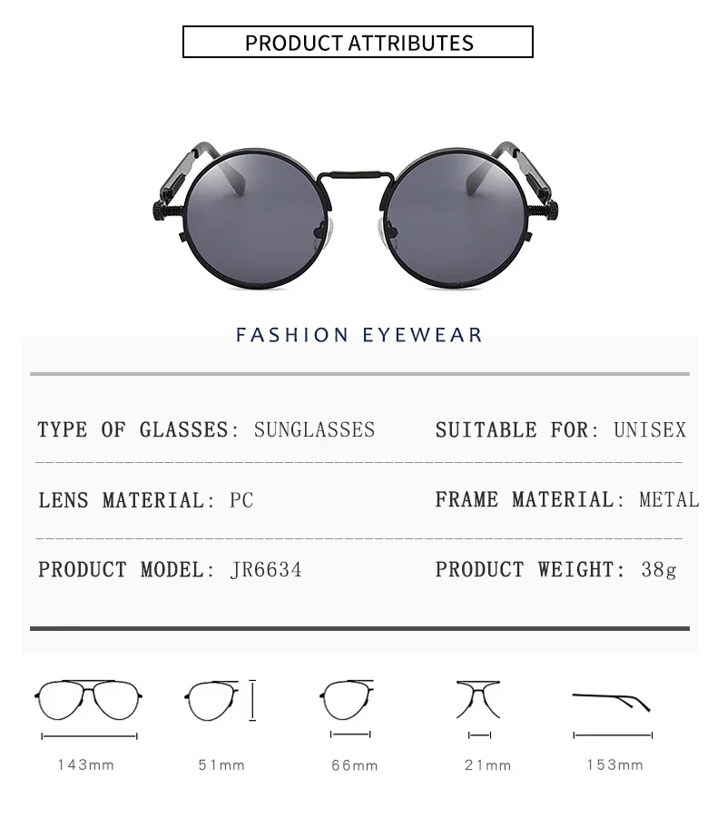 Retro Männer Punk Stil Sonnenbrille Bunte Runde Metall Rahmen Frauen Mode Sonnenbrillen Uv400 2023 – Detail 4