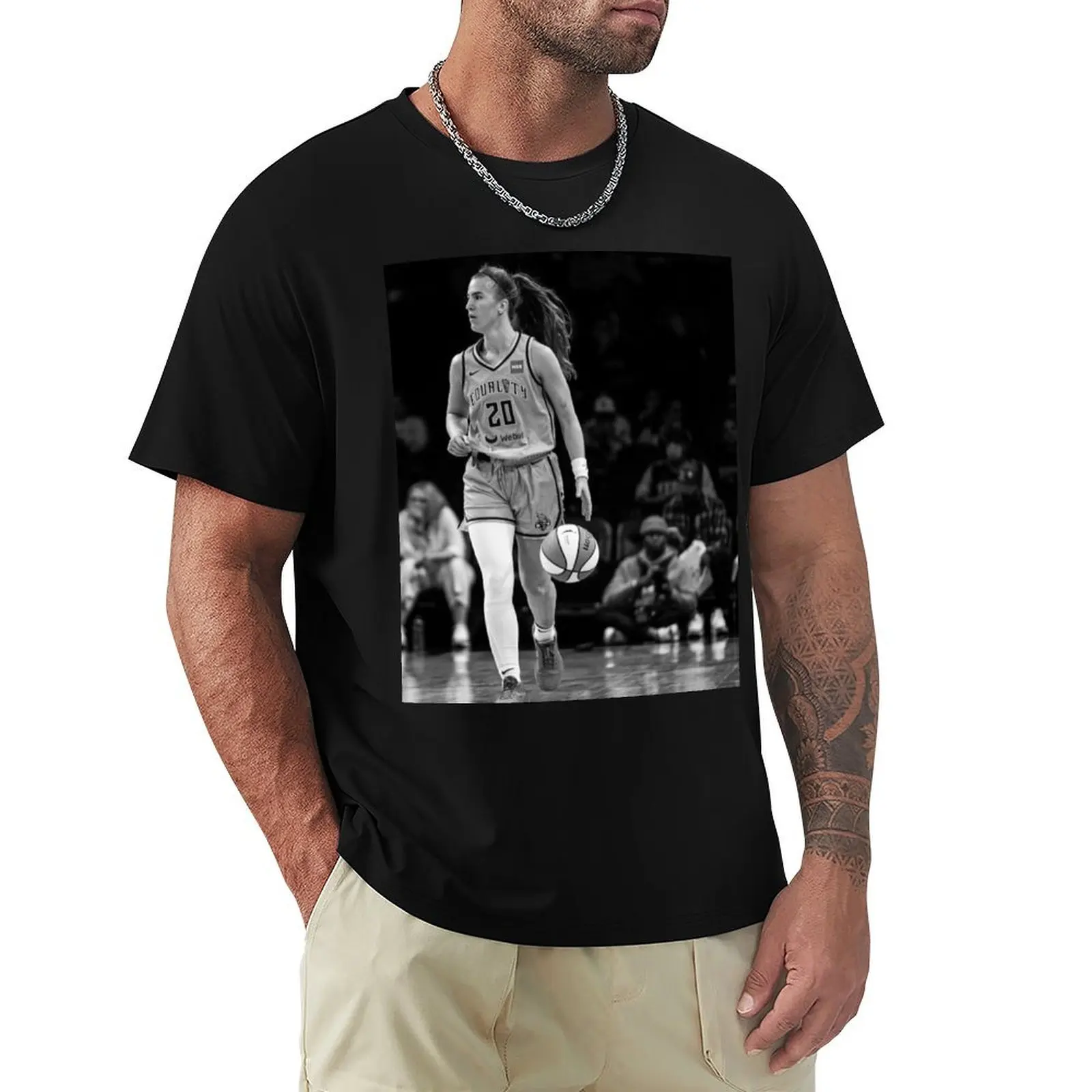

Sabrina Ionescu - Black / White T-Shirt oversizeds custom t shirt quick drying Short sleeve tee mens t shirts casual stylish