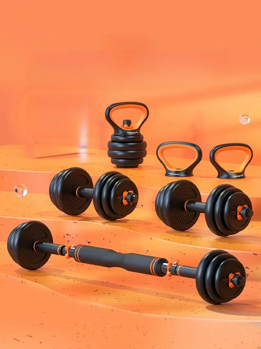 

6 in 1 Set Multifunctional Adjustable Dumbbell Cement Kettlebell Set 10-40kg Gym Fitness Dumbbells