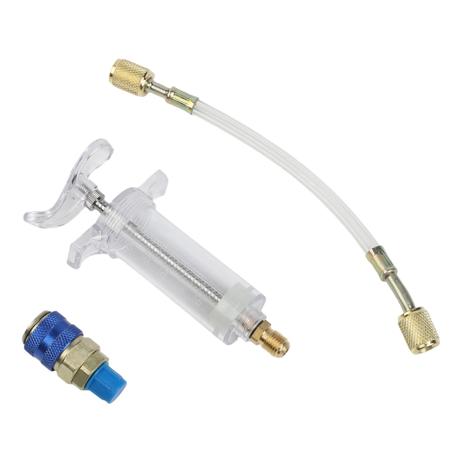 30ml Rotary Pump Injector for R134a AC Oil and Leak Detection Dye with Quick Connect Low Side Adapter for HVAC Use