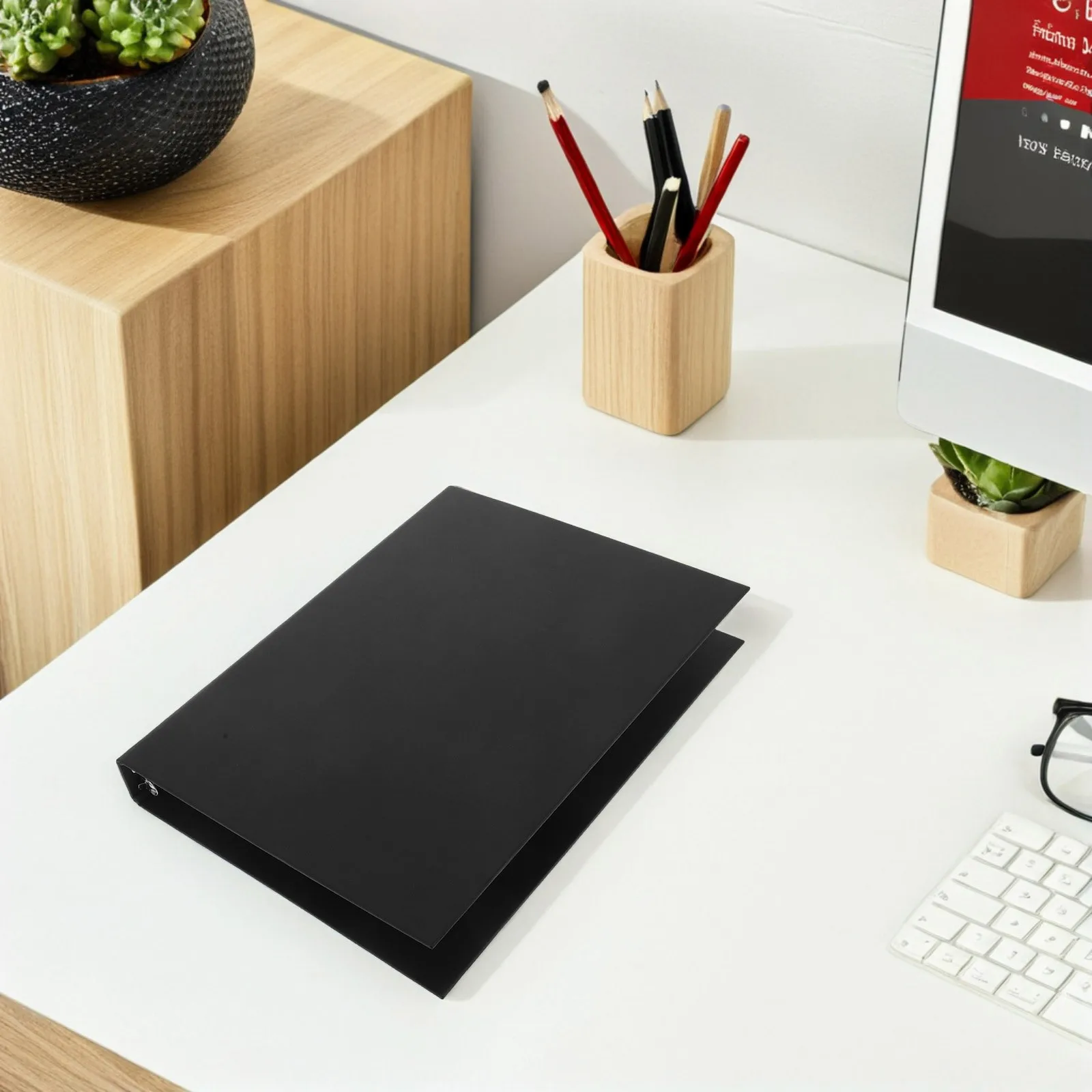 A4 Notebook Cover Black Kraft Paper 6 Ring Binder Loose Leaf Refillable Organizer Folder Binder Cover Set