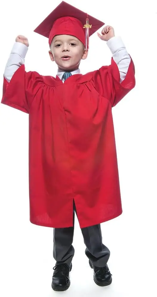 Conjuntos de graduación mate para niños con gorra, vestido de graduación para jardín de infantes, borla, encanto de graduación, uniforme de graduación para niños