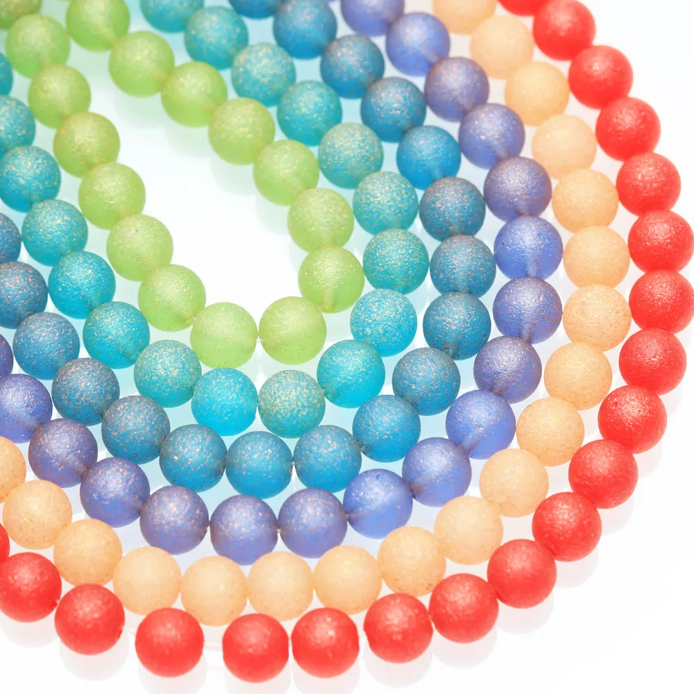 

49PCS Frosted Round Beads Glass for Jewelry Making Bracelets Necklace Earrings Supplies Findings DIY Accessories 8mm