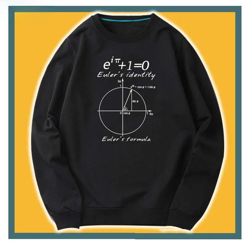

Math Men's Sweatirt round Ne Printed Outerwear Jaet Euler's Formula Theorem Casual Comfortable Cotton Polyester