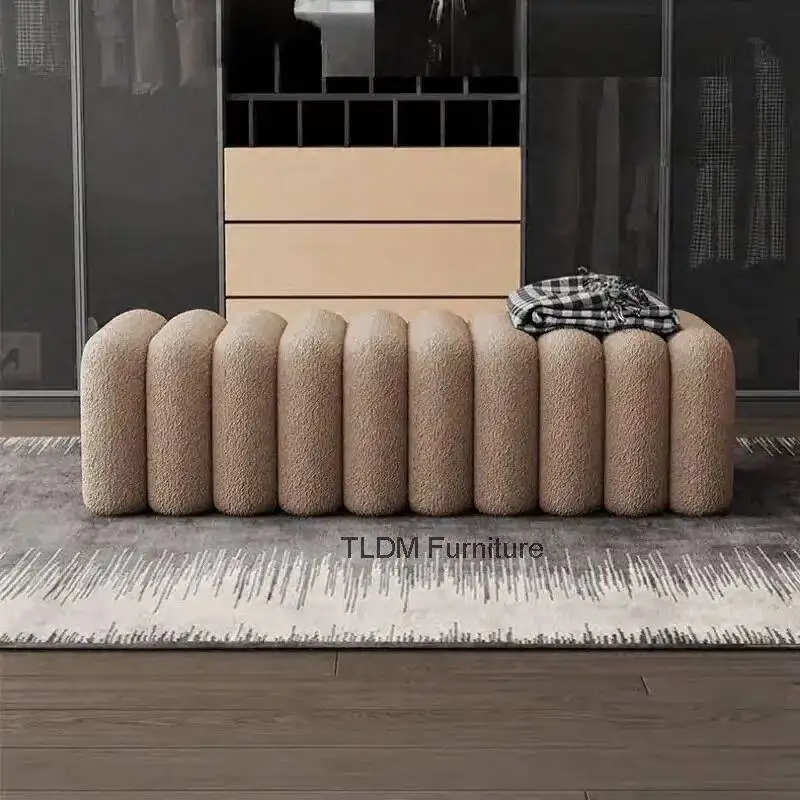 Bed INS Foot Entrance Soft Stool Velvet Bench Bench Hall Modern Rest End Feet Sofa Design Decor Nordic Makeup Stool Furniture