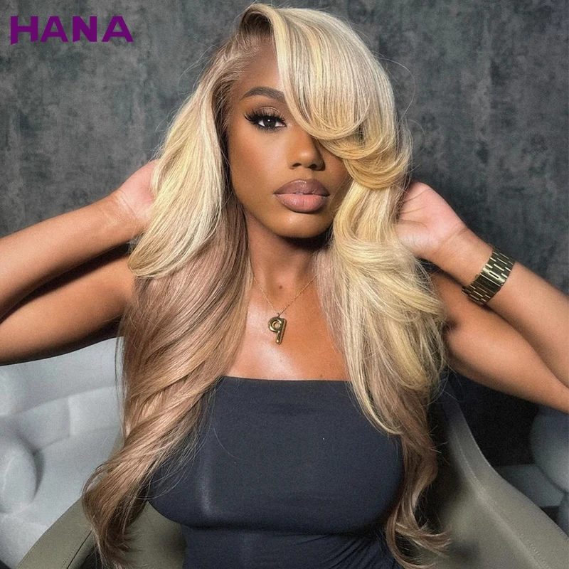 

13x4 Lace Frontal Wig Body Wave Ombre Honey Blonde Brown Colored Human Hair Wig For Women Peruvian Lace Front Wig 180%Density