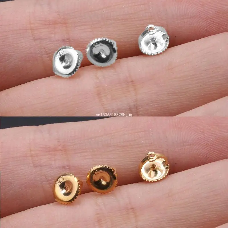 5 Pairs Screw on Earring Backs Replacement for Threaded Post Silver Portable Screwbacks Locking Earring Backs Dropship