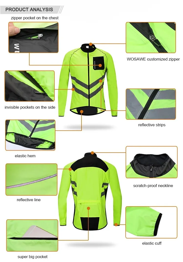 Men Cycling Windbreaker Long Jersey Lightweight Windproof Jacket Water Repellent Bicycle MTB Road Bike Clothing