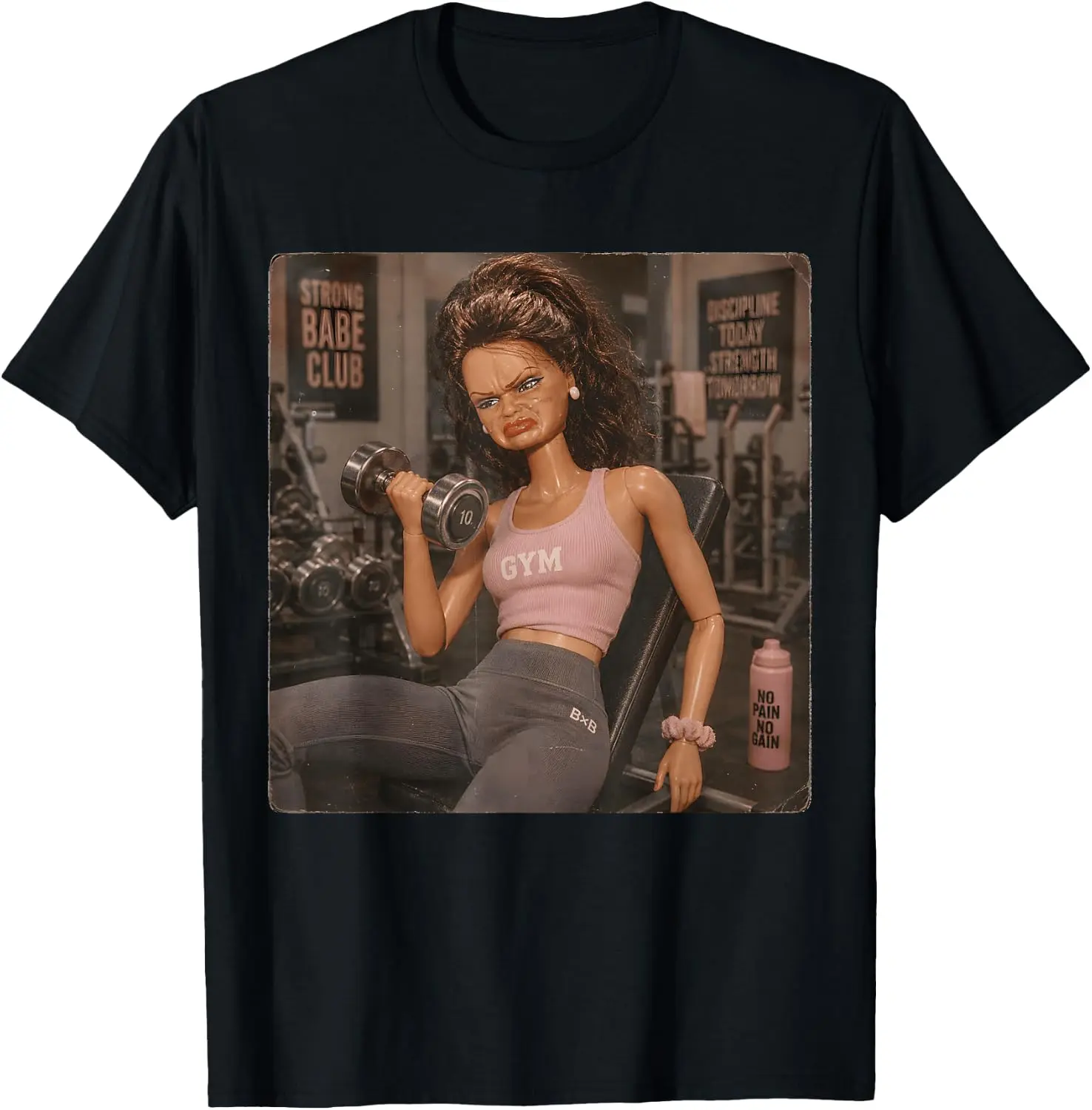 Funny Disgusting Gym Girl Vintage Workout Meme Humor Fitness T-Shirt 100% Cotton Trendy Y2K Short-Sleeve Tee-Soft, Quick-Drying,
