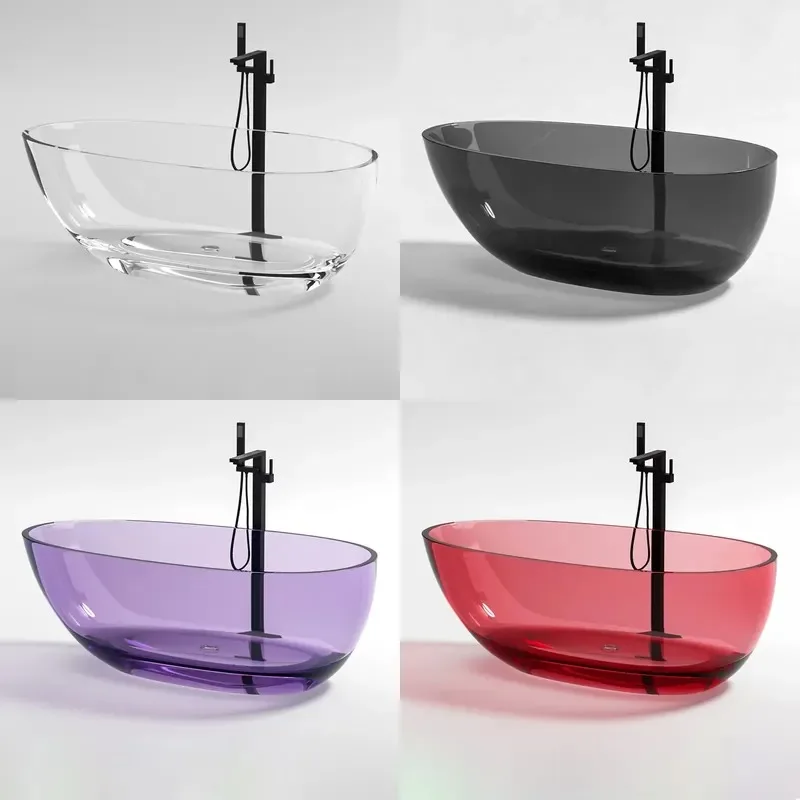 Luxury transparent freestanding bathtub Transparent resin Solid surface Stone freestanding