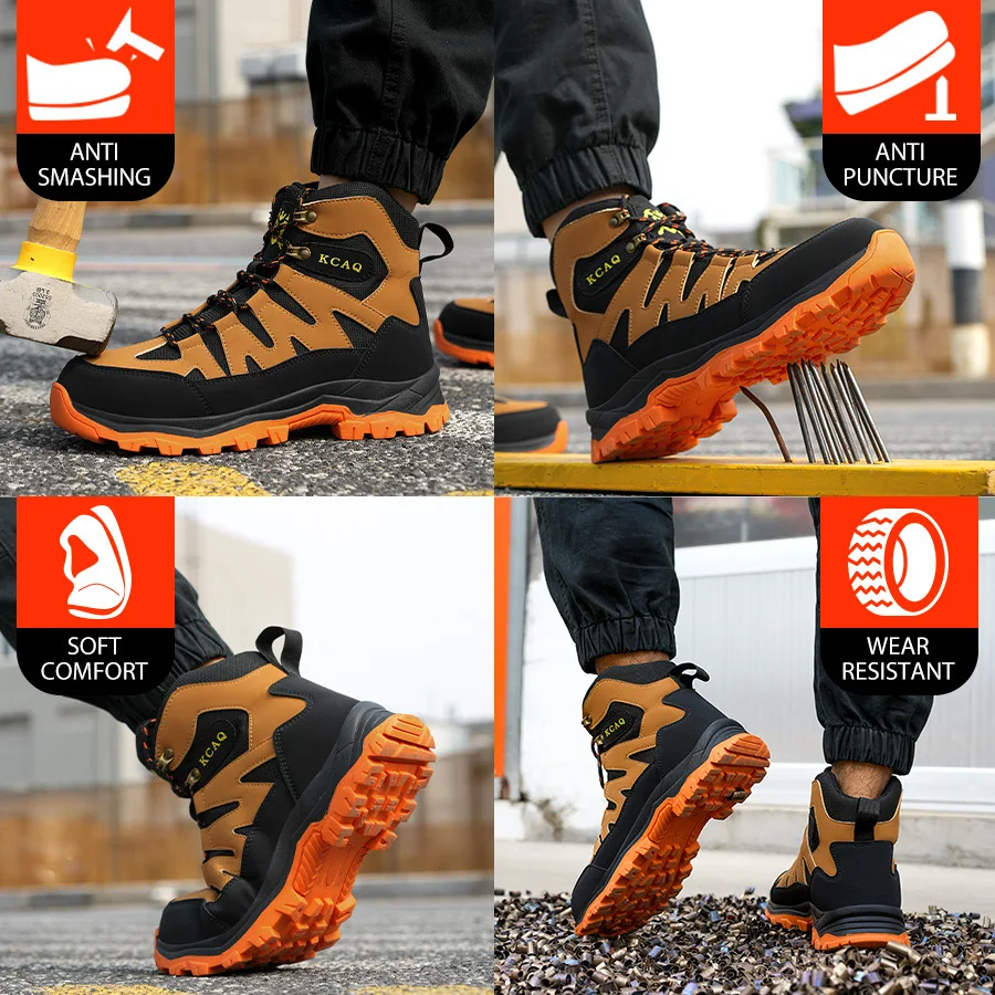 Men's work shoes steel head anti-smash anti-puncture anti-slip safety shoes fashion casual sports outdoor safety shoes