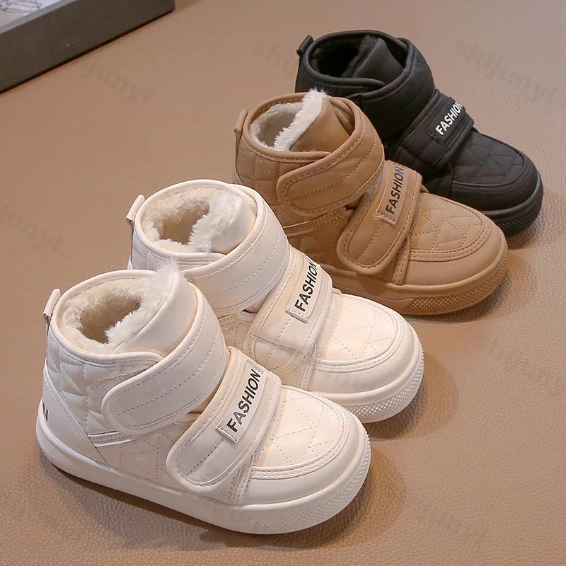 

Children's Cotton Boots 2025 Winter New Kids Warm Plush Non-slip Fashion Snow Boots Boys Girls Cold-proof Outdoor Short Boots