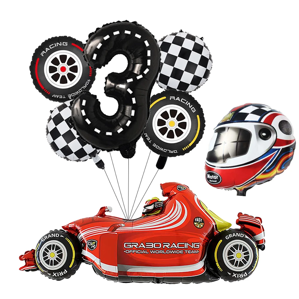 Bannière de fanion de voiture de course pour garçons, banderole à carreaux, noir et blanc, britware, décor de fête de course de formule 1, cadeaux