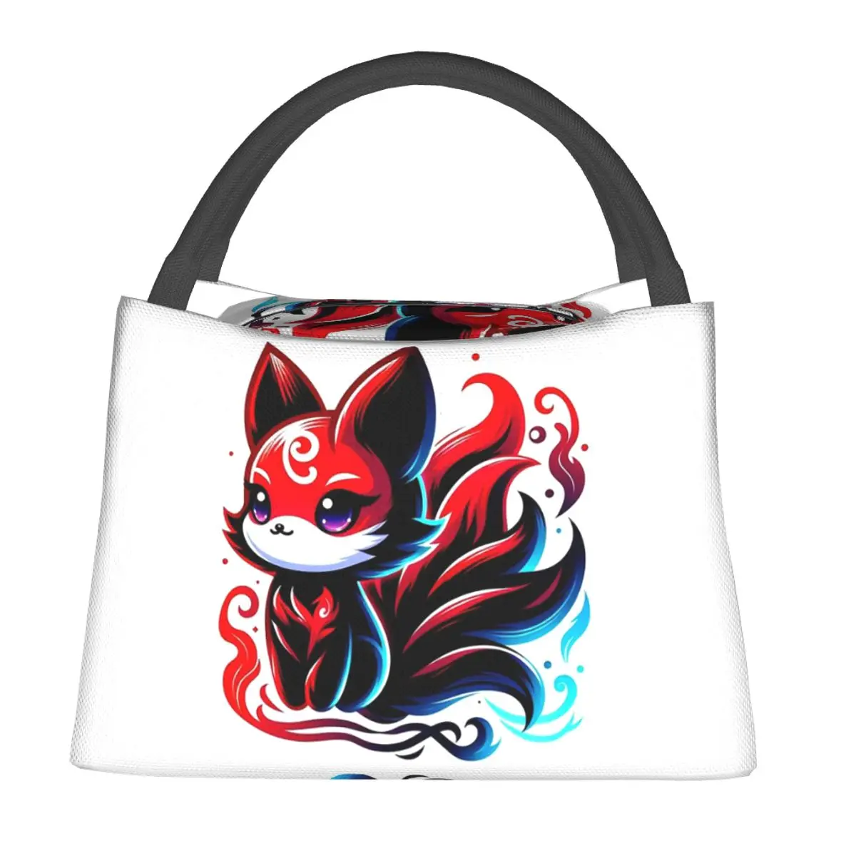 Enchanted Flame Kitsune Fox Lunch Bags Insulated Bento Box Portable Lunch Tote Picnic Bags Thermal Bag for Woman Girl Travel