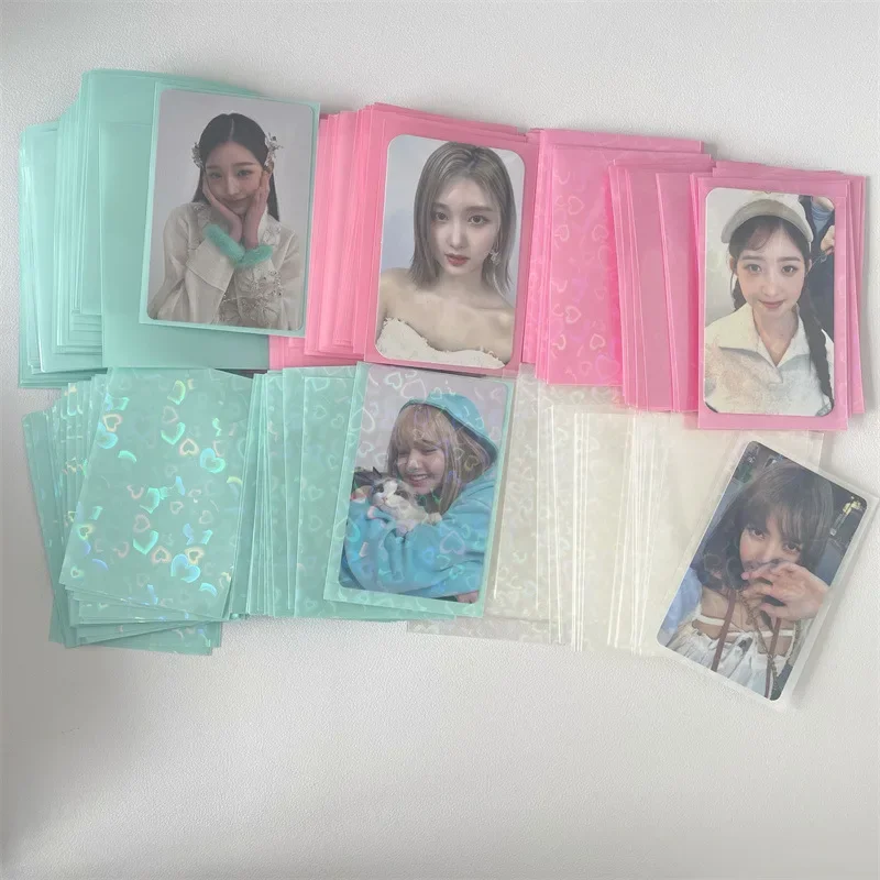 50pcs/lot Transparent Card Sleeves 5.7x8.6cm Little Stars Laser Flashing Card Sleeve Protector Cards Holder Protective Film