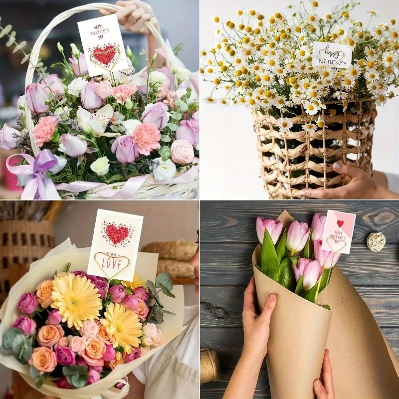 20/40pcs flower selection card holder, flower combination card holder, gift card tree holder, photo memo holder selection stick,