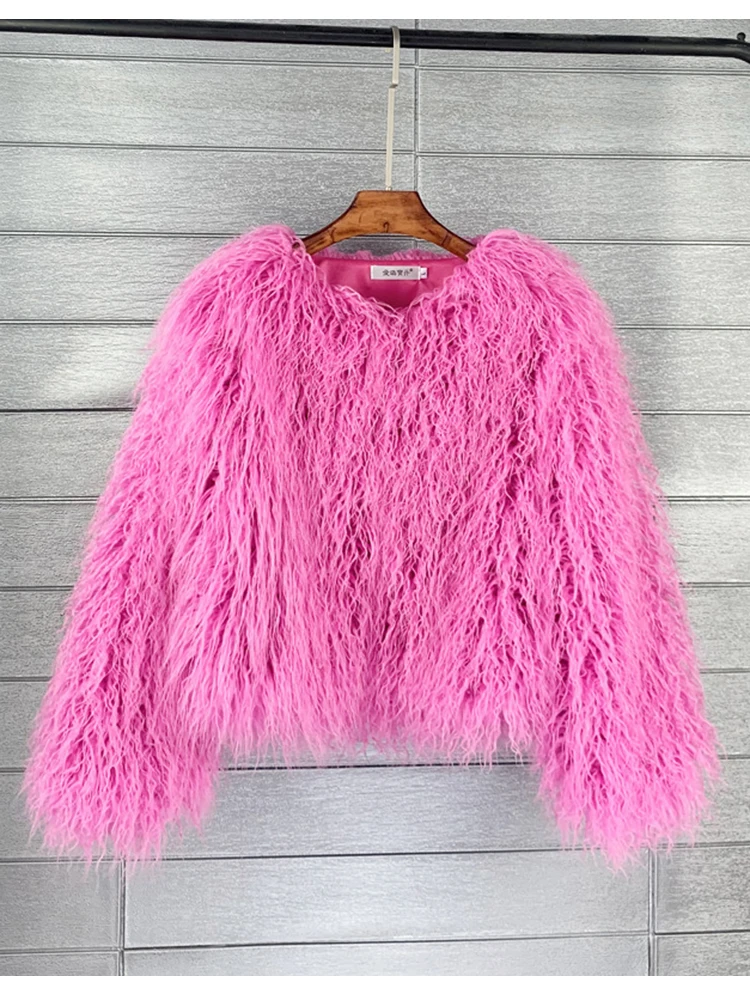 ZADORIN Kleurrijke Boho Harige Nepbontjas Vrouwen Bontjassen Herfst Winter Roze Wit Shaggy Nepbont Jas Tops Festival Kleding