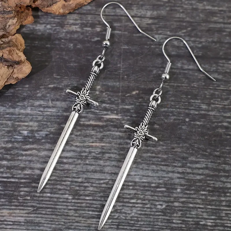 Vintage Inspired Cross Sword Pendant Dangle Earrings Hypoallergenic Unique Personality Dagger Jewelry For Women Perfect Gift