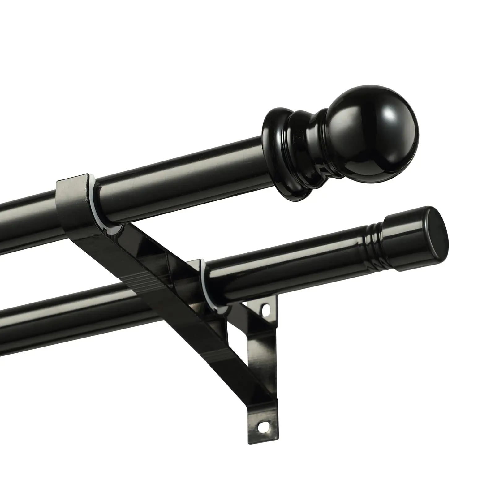 

Двойной карниз для штор с функцией затемнения - прочная железная конструкция с регулируемыми секциями и кронштейнами на защелках, диаметр 1 дюйм, двойной.