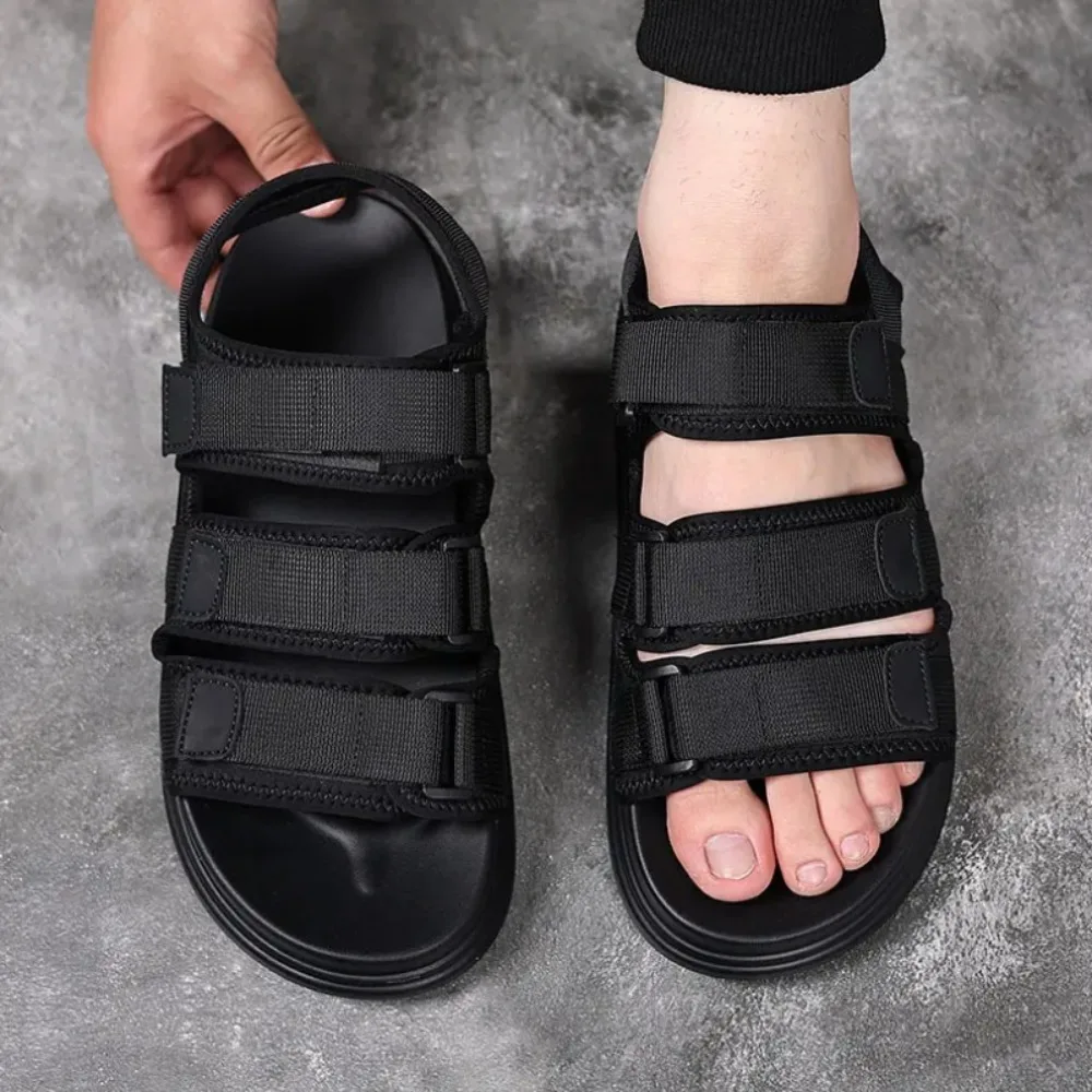 

Мужские летние спортивные сандалии с толстой подошвой, нескользящие, дышащие, сетчатые, для пляжа и активного отдыха, без застежек