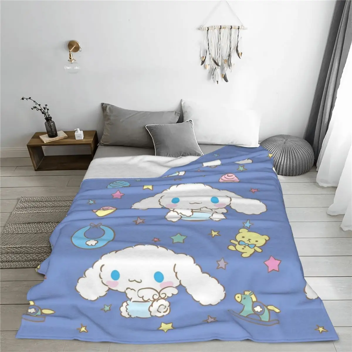 Kawaii Baby Cinnamoroll Blanket Fleece Cute Cartoon Super Warm Throw Blanket for Bed Bedroom Quilt