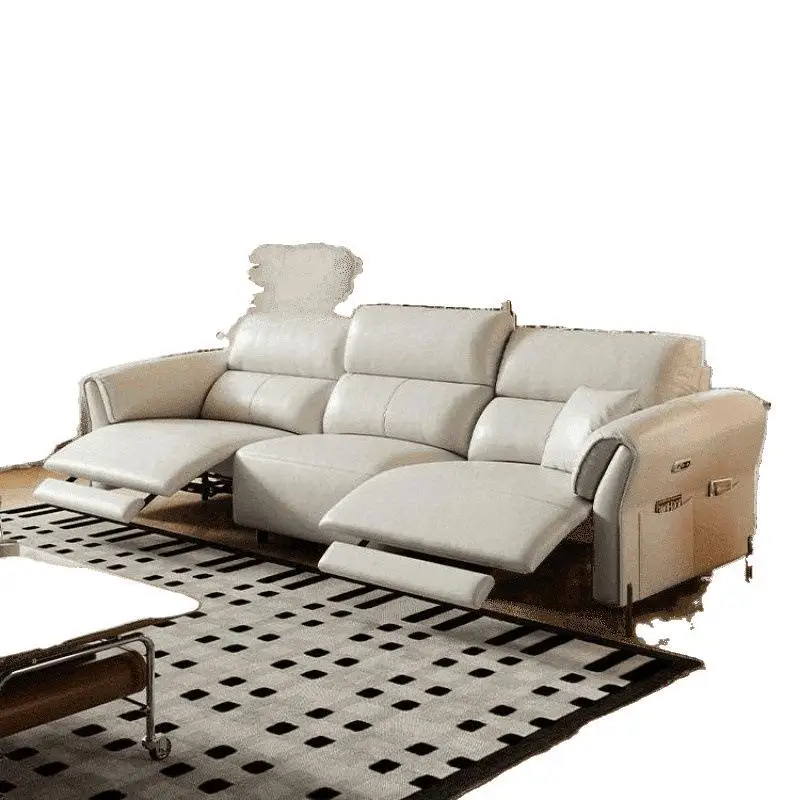 Italian minimalist sofa small apartment light luxury modern simple leather sofa living room electric sofa