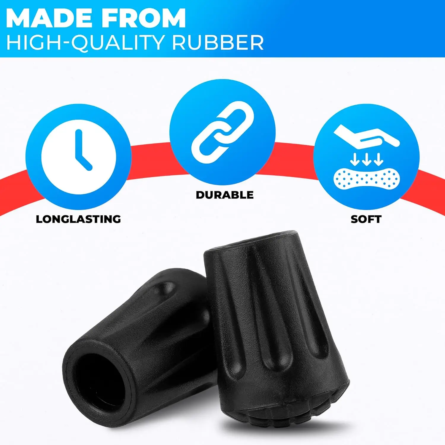 1-10 قطع من أطراف عصا المشي المطاطية المضادة للانزلاق لعصي المشي لمسافات طويلة، واقيات أطراف عصا المشي المتينة، ملحقات عصا المشي