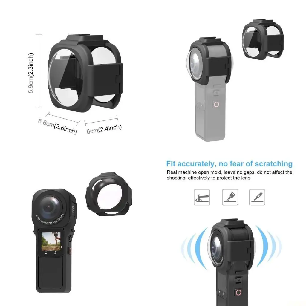 B03F Dust Proof Anti Scratch Protector Action Camera Lens Protector Cover for 360 1-Inch 360 Edition Guards Accessory