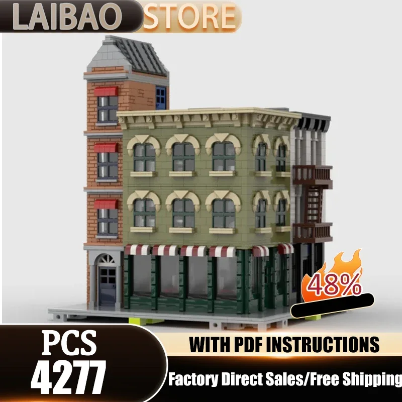 City Street View Moc Building Blocks Holiday Main Street Modular Model Technology Bricks DIY Assembly Toys Construstion Set Gift