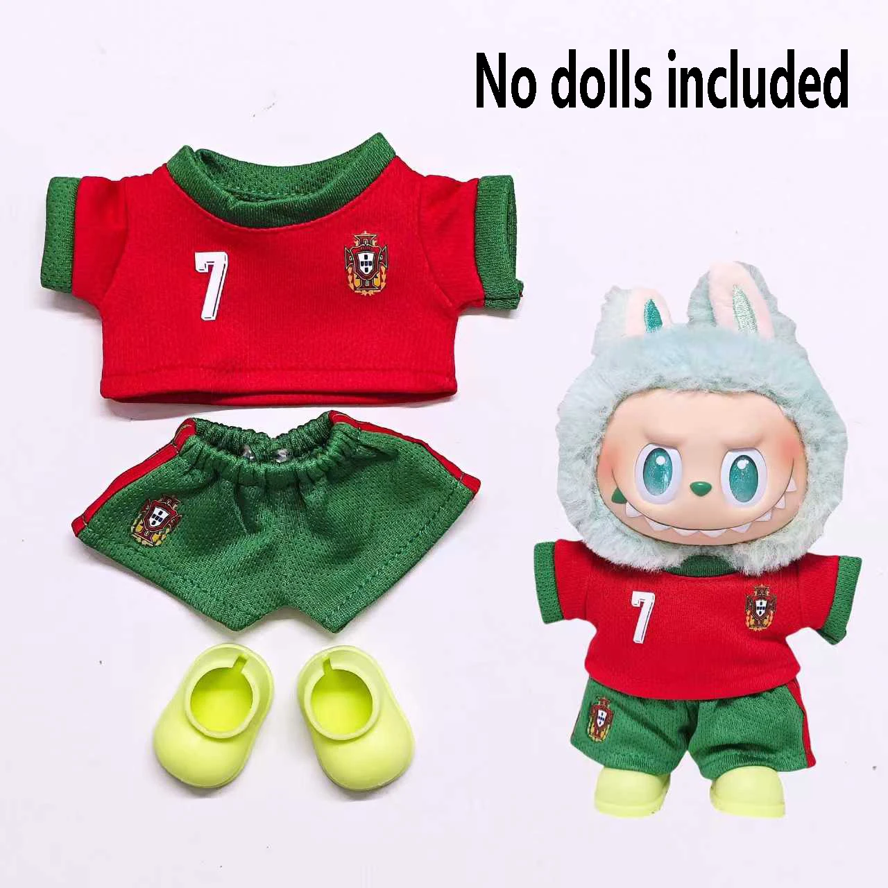 For Labubu Select Doll Clothing 15cm - 17cm Football Jersey and Shoes 3-piece Set Labubu Universal Clothing - Image 4